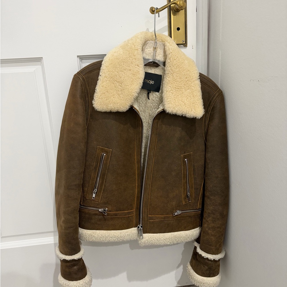 Maje Tan Jacket with Cream Lining